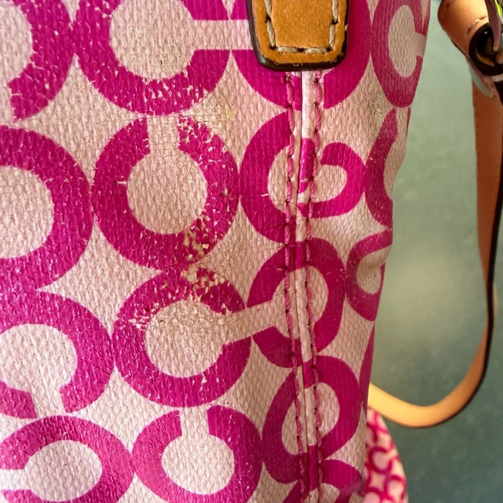 Coach Pink Signature C Monogram Hobo Shoulder Bag Wristlet Set Y2K Barbiecore